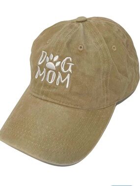 Dog Mom Embroidered Baseball Hat - Khaki NWOT